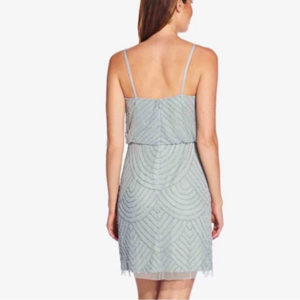 Adrianna Papell Short Sequin Blouson Dress